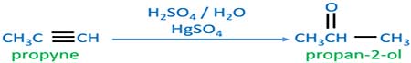 propyne and sulfuric water mercuric sulfate